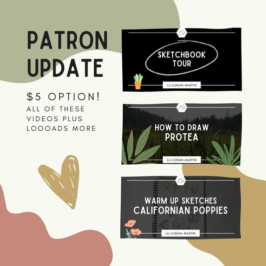 Patreon blog cover designed by female floral tattoo artist Lu Loram Martin, Toronto, Canada