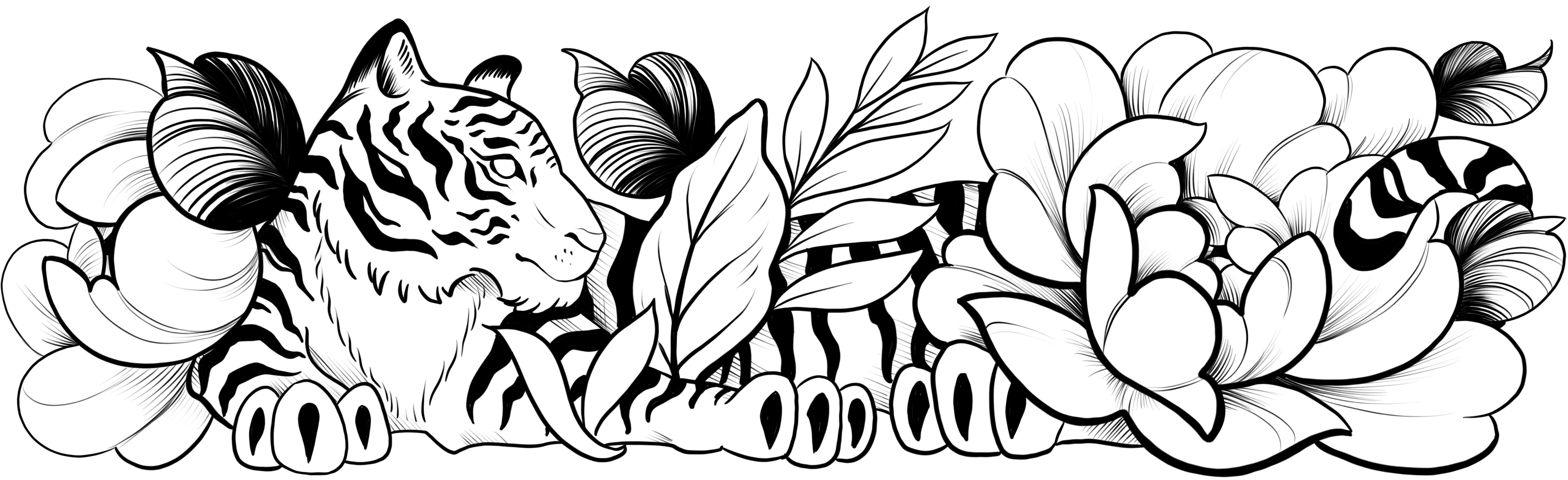 tiger logo for Lu Loram-Martin, feminine floral tattoo artist in toronto