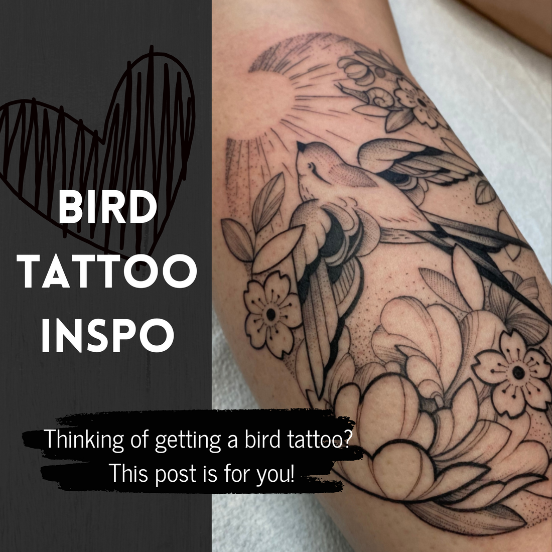 Bird tattoon inspo blog post by floral artist and illustrator Lu Loram Martin, in Toronto, Canaada.