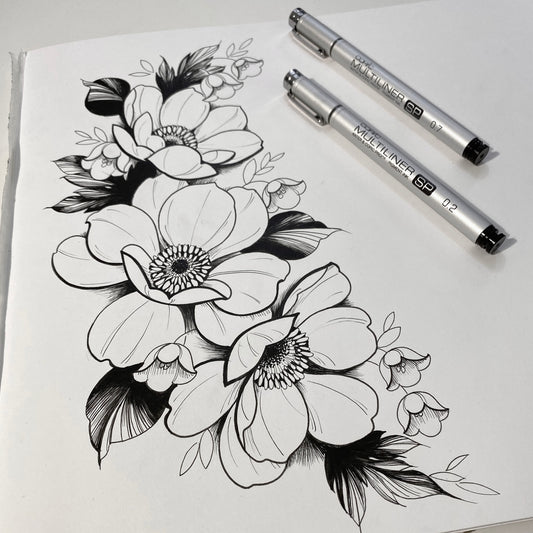 Blog cover designed by female floral tattoo artist Lu Loram Martin, Toronto, Canada